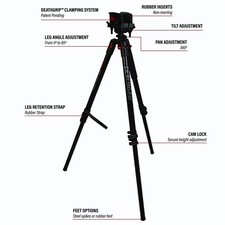 BOG POD DEATH GRIP CLAMPING TILT/HEIGHT ADJUSTABLE ALUMINUM FIREARMS/GUN TRIPOD