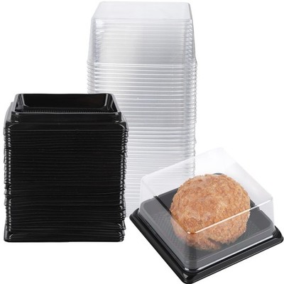 50 Pack of Clear Plastic Mini Cake Box Muffins Box Cookies Cookies Muffins Do...