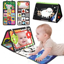 Tummy Time Mirror Baby Toy High Contrast Black White Colorful Crinkle Paper
