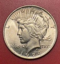 1924 P Peace Silver Dollar, Choice to Gem Uncirculated.