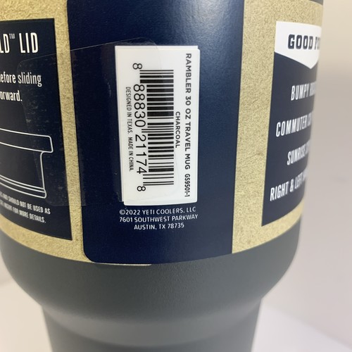 YETI Rambler 30 oz tazza da viaggio con coperchio robusto carbone nuova - Foto 5 di 6