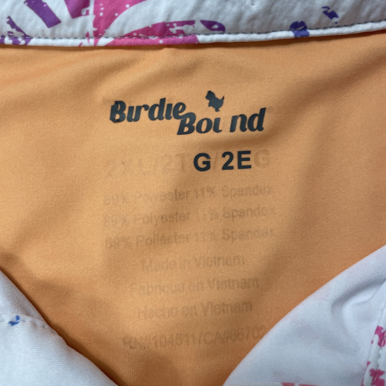 Birdie Bound Men's 2XL Shirt White Golf Polo Performance Stretch Palm Leaf