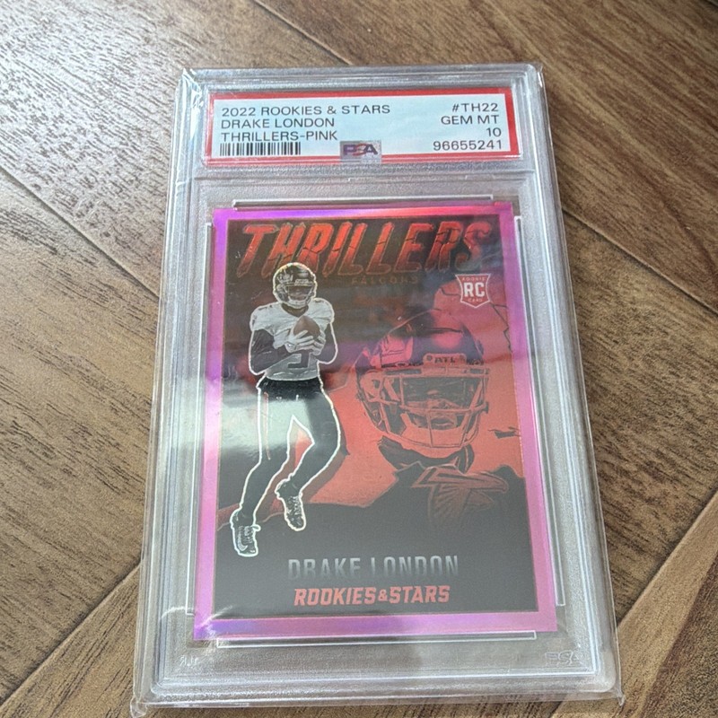 Panini Rookies & Stars Thrillers Drake London TH-22 Pink /75 RC PSA 10