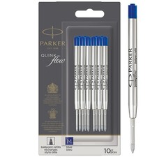 Parker Ballpoint Pen Refills   Medium Point   Blue QUINKflow Ink   10 Count Blue