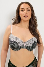 Yours Curve Women's Plus Size Stripe Underwired Padded Bra