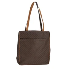 CELINE Macadam Canvas Tote Bag PVC Brown Gold Auth yk17143