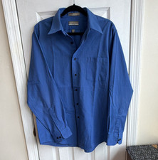 Van Heusen Wrinkle Resistant Fitted Blue Striped Dress Shirt 16.5 34/35