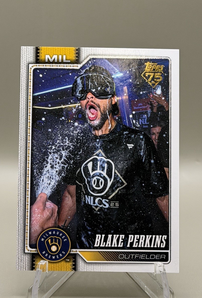 2026 Topps Blake Perkins #379 Golden Mirror Image On Back Brewers