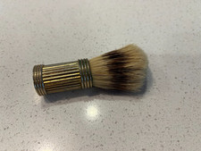 Vintage Badger Shaving Brush With Gold Plated Brass Handle