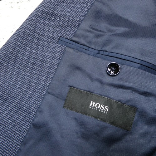Hugo Boss Blazer Mens 42L Blue Wool Textured Suit Jacket Sport Coat Tesse Italy - Picture 3 of 12