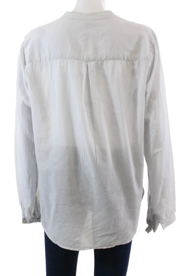 Isabel Marant Etoile Womens Long Sleeve V Neck Half Button Shirt Gray Size 2 - Image 3 of 4