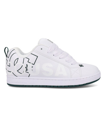 DC SHOES HERREN COURT GRAFFIK SNEAKER. NEU KARTON LEDER WEISS GRÜN SKATESCHUHE W25