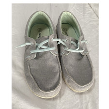 Cat  Jack Boys Gray Canvas Boat Shoes Lace Up Lightweight Size 2 Casual