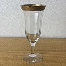 Rambler Rose Clear Tiffin-Franciscan Look Alike Gold Trim Wine / Champagne Glass