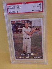 1957 Topps Brooklyn Dodgers #242 Charley Neal PSA 8     set break