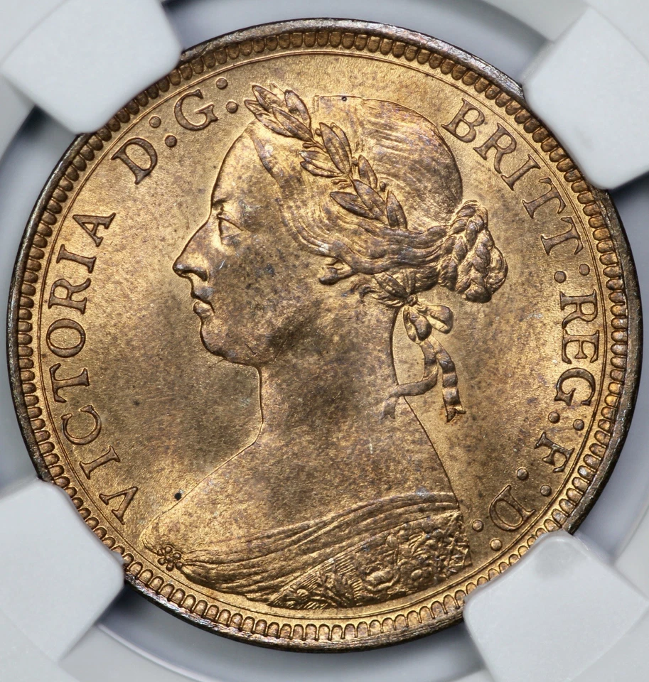1887 Great Britain 1/2P Half Penny NGC MS 65 RB Red Brown - Image 2 of 4