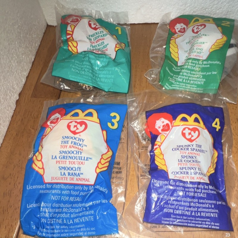 McDonald's Ty Beanie Babies Lot of 4 1999 Freckles Antsy Smoochy Spunky