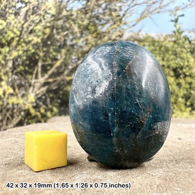 Apatit Kristall Kiesel Natur Blau Apatit Mineral Präparat polierter Stein