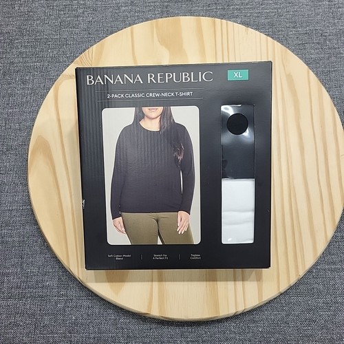 Banana Republic Ladies Set of 2 Classic Tee Shirt X-Large Size Black White Top - Picture 1 of 6