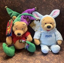 Disney Store Winnie the Pooh Mini Bean Bag Plush Jester Pooh Easter Pooh 8"