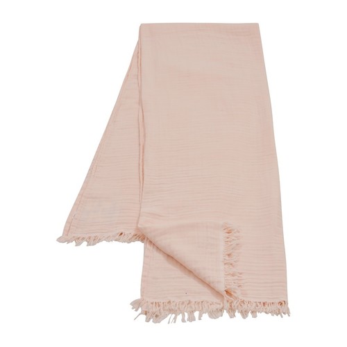 47" X 60" Blush Cotton Woven Turkish Towel Throw Blanket with Fringe - Picture 4 of 9