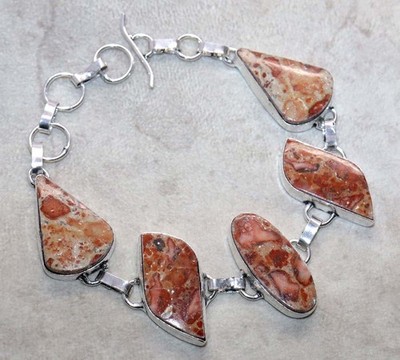 925 Silver Plated Asteroid Jasper Bracelet 9'' Fashion Gifts Most Beautiful GW