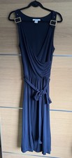 GANT Size L Uk 14 Navy Blue Wrap Style Midi Dress Tie Waist Buckle Straps BH6