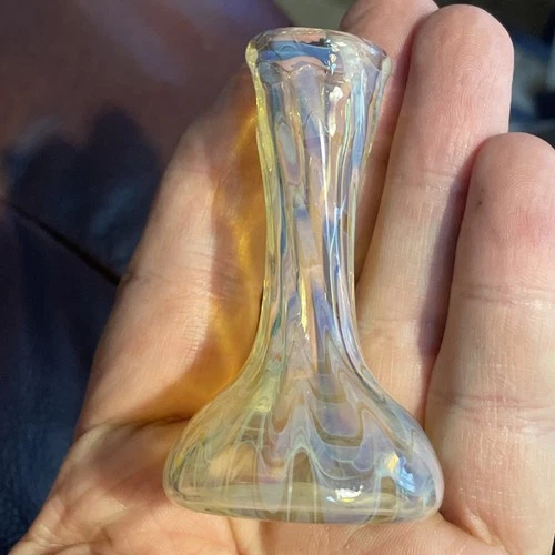 UNIQUE VINTAGE MURANO ITALIAN GLASS SMALL BUD VASE Goldish (10-22)