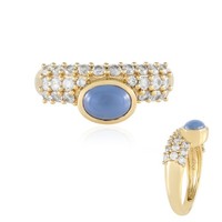 Cavill Ring Blauer Opal 925 Sterling Silber Vergoldet Zirkon 1,9Ct Oval-