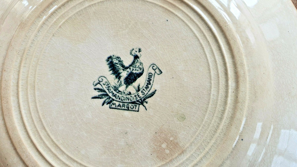 Ancienne Assiette à Dessert Saint-Amandinoise - Modèle Margot - Céramique Vintage