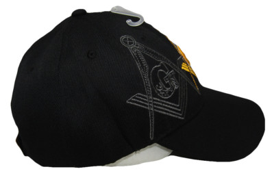 Muratore Massonico (Grigio Ombra) Nero/Oro Massonico Lodge Sfera Cappello - Foto 5