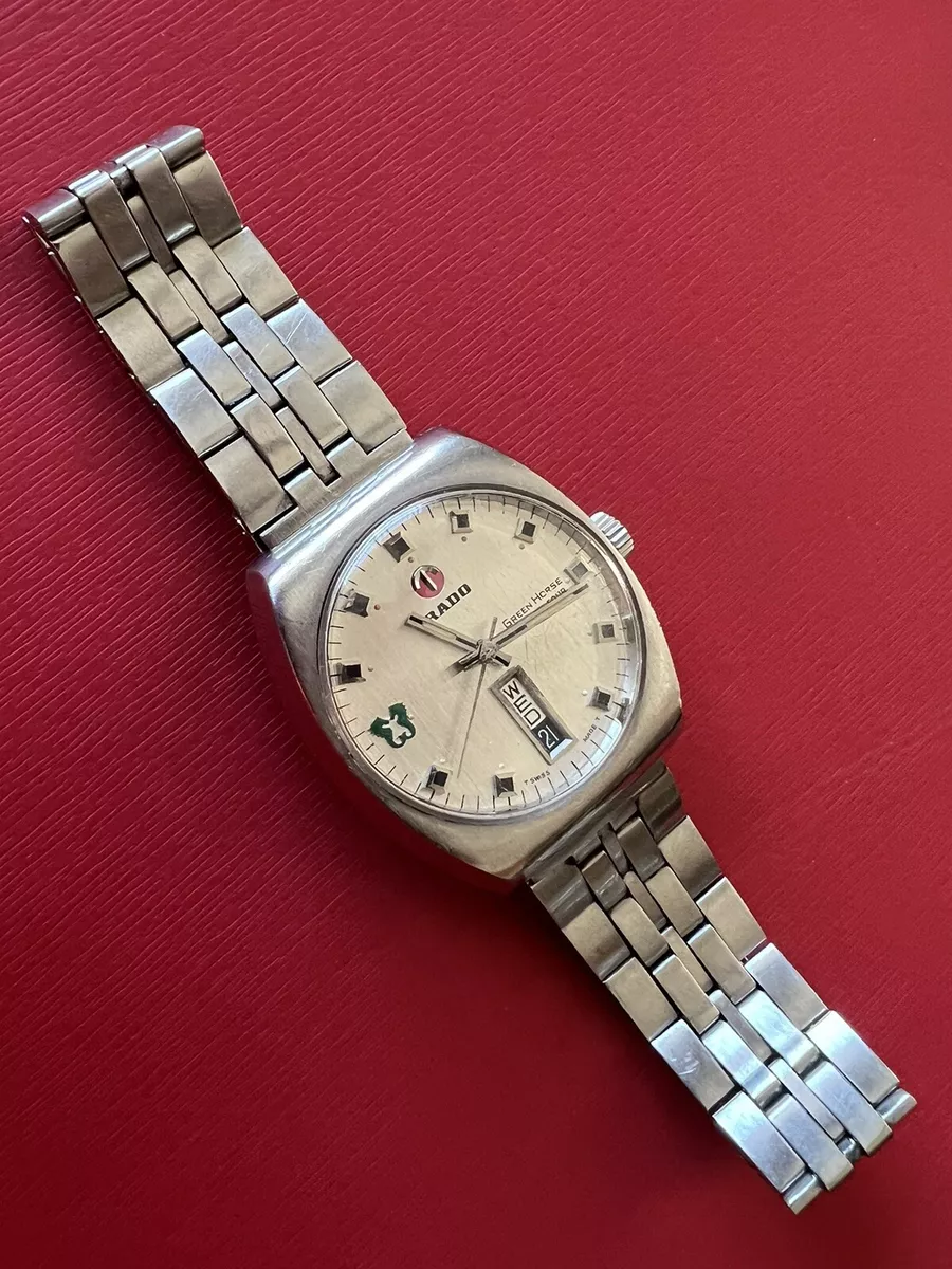 RADO GREEN HORSE DAY/DATE 36 MM. AUTOMATIC MEN WATCH VINTAGE
