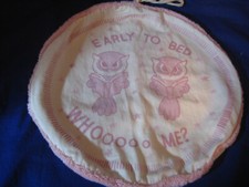 Vintage 1980s round child  s pajama fabric bag 13" diameter