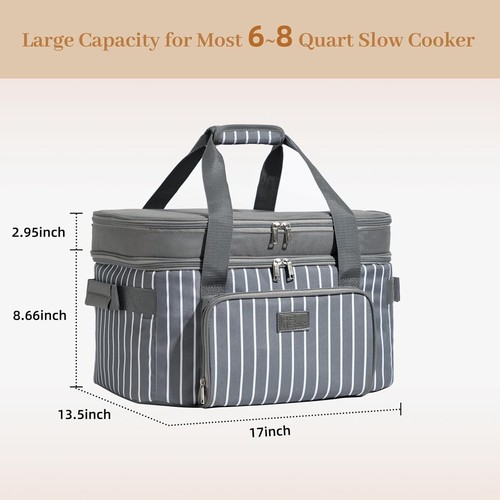 Secure Double Layer Slow Cooker Carrier Bag – Perfect for 6-8 Quart Oval Cookers image