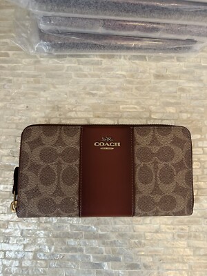 Coach Accordion Zip Wallet In Colorblock Signature Canvas Brass