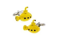 Submarine Yellow Sub Pair Cufflinks in a Presentation Gift Box Polishing