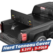 3-fold 5.3ft Hard Tonneau Cover W Lamp For 2005-2010 Dodge Dakota Truck Bed 3-fold 5.3ft Hard Tonneau Cover W Lamp For 2005-2010 Dodge Dakota Truck Bed