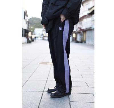 NEEDLES Track Pants Straight Black x Purple lines Size-XS