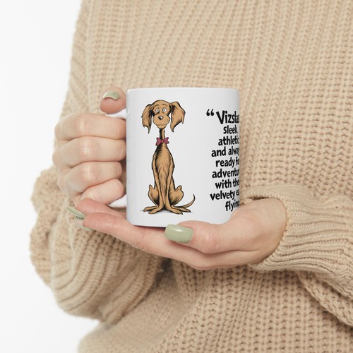 Cute Vizsla Art on White Ceramic Mug Cup, Dog Lover Gift for Coffee & Tea Fans - Picture 3 of 7
