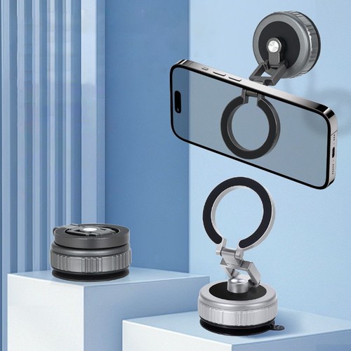 360° Vacuum Magnetic Suction Cup Phone Holder Car Foldable Phone Mount Holder - Photo 3 sur 14