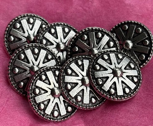 Vintage Pewter Buttons 8 Shields? Tinn-Per Made Norway 11/16” - Picture 2 of 5