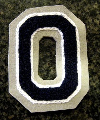 Navy Chenille White Outline w/ Gray Felt Letterman Jacket Patches Crafts - Picture 24 of 30