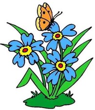 flower butterfly heat transfer iron on not embroidered 2 inch 1pc