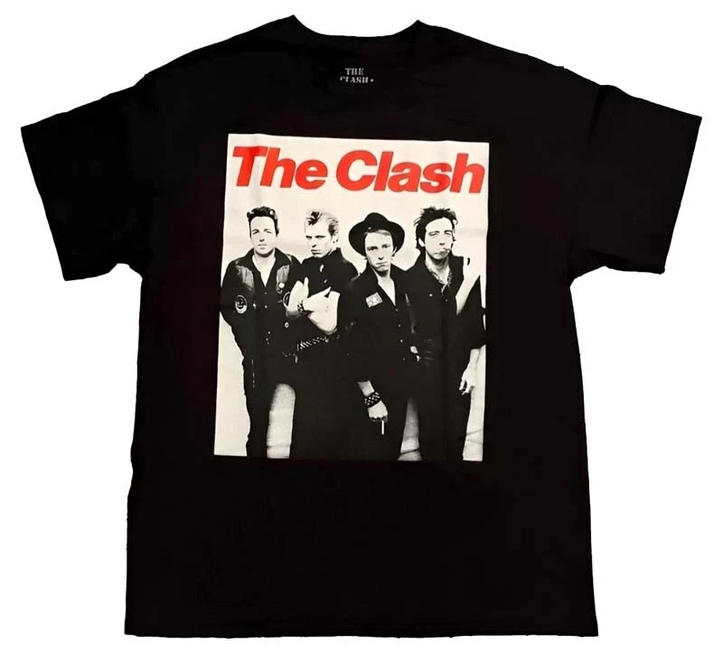 New Authentic The Clash Black & White Group Photo Punk Band Shirt London Calling