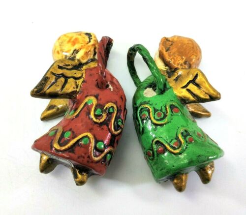 VTG Fitz & Floyd Angel Napkin Ring Holder Candle Climbers 1970's Red Green Pair - Picture 4 of 12