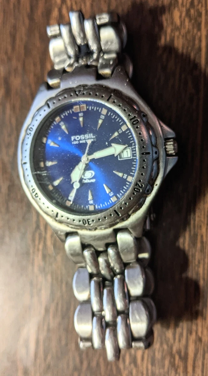 Blue fossil shop watch men's