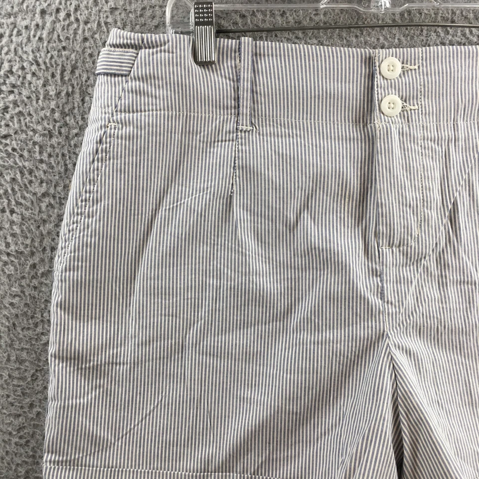 Pantalones Cortos Chinos Dress Barn para Mujer 16 (Real 39X5) Gris Blanco Rayas Tiro Alto Cremallera Foto 2 de 4
