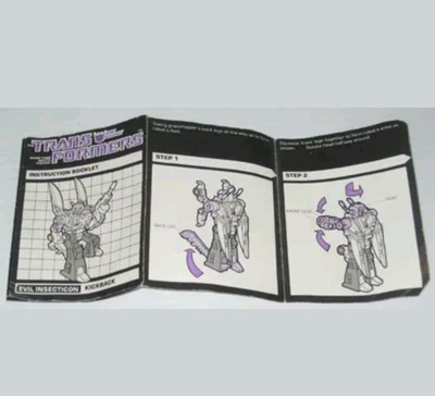 TRANSFORMERS EVIL INSECTICON KICKBACK INSTRUCT BOOKLET VINTAGE 1980'S
