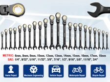 WORKPRO 22-piece Ratcheting Wrench Set with 180° Flex Head, Anti-Slip Tooth,