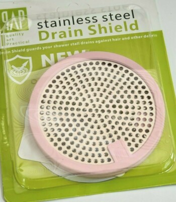 Package of 2 - 4-1/2'' Stainless Steel Drain Shield, Shower Drain Screen, Pink